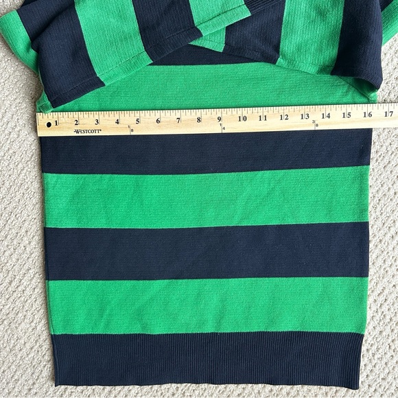 Ralph Lauren Green & Navy Boatneck Nautical Cotton Blend Striped Sweater W Small - Picture 6 of 7